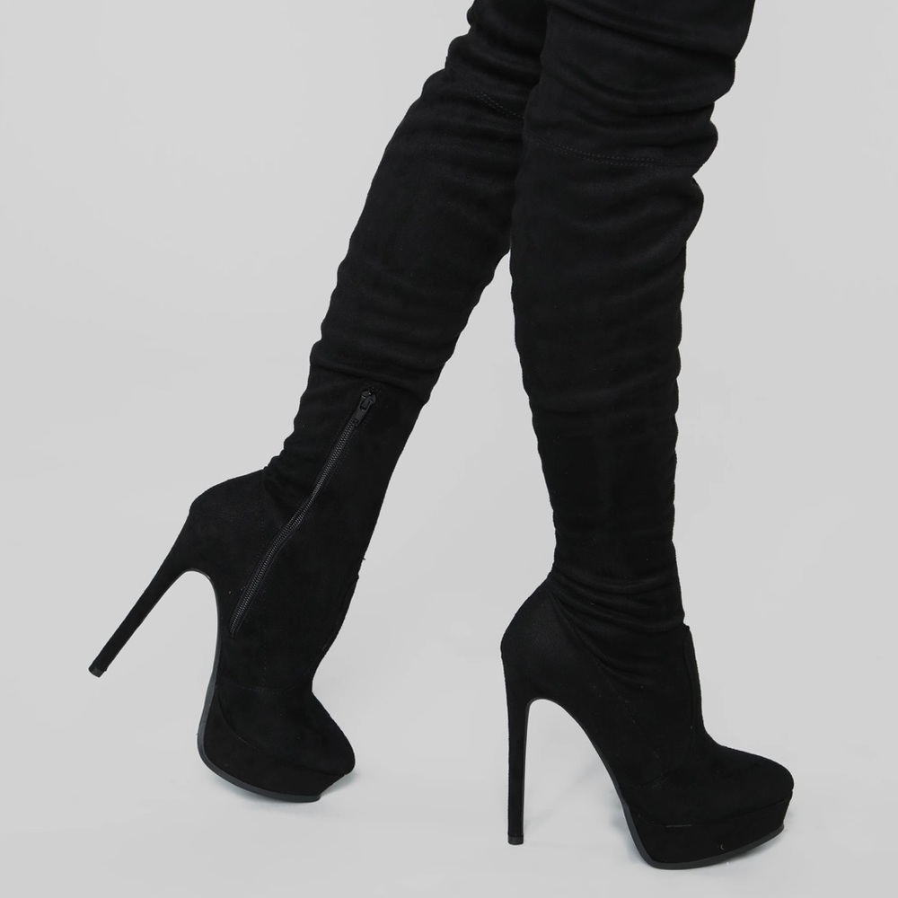 Thigh High Platform Suede Boots